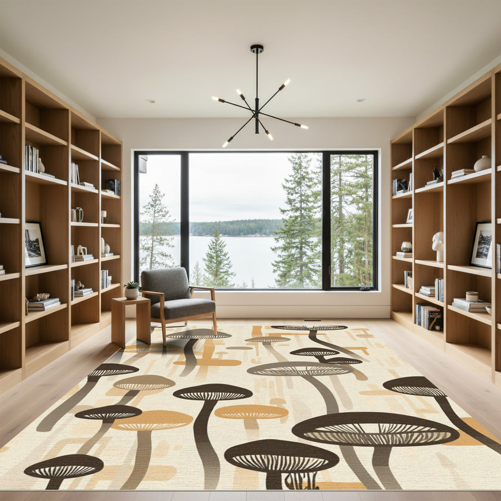 Earthy Tone Mushroom Forest Rug