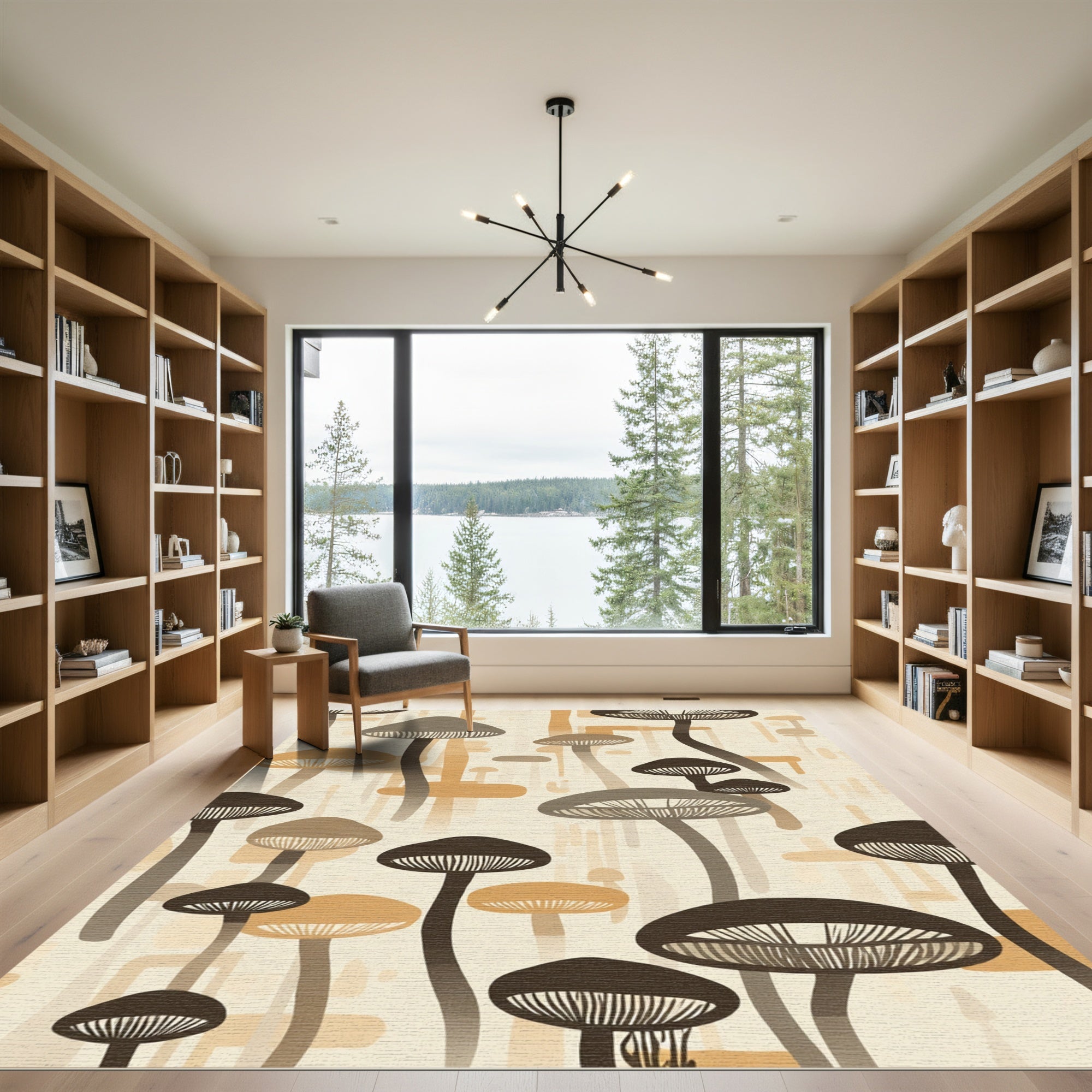 Earthy Tone Mushroom Forest Rug