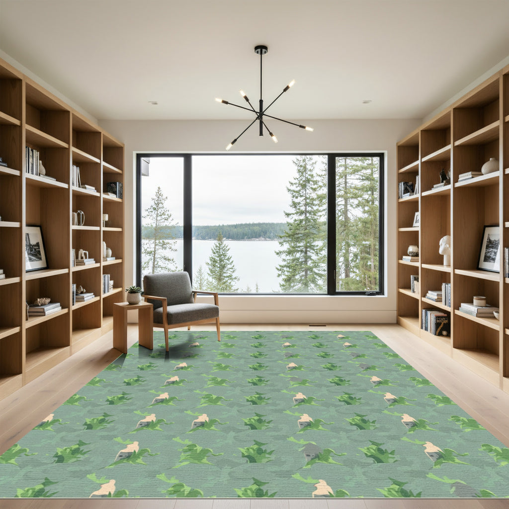 Sage Green Abstract Botanical Repeat Rug