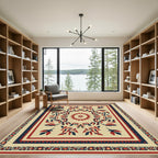 Crimson Navy Folk Medallion Rug