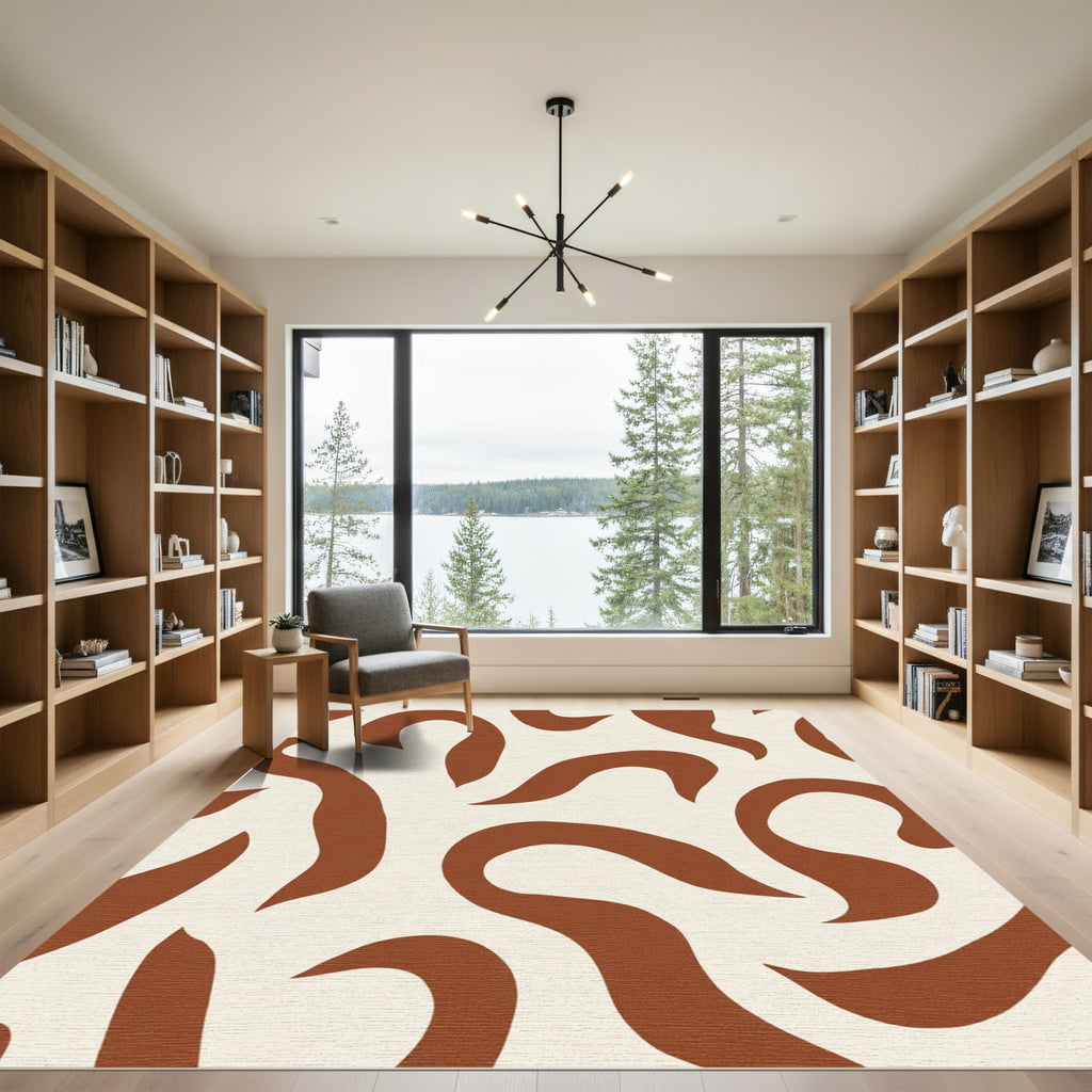 Terra Cotta Abstract Swirls Rug