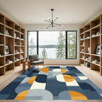 Mid Century Modern Geometric Waves Rug