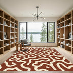 Warm Earthy Swirl Maze Rug