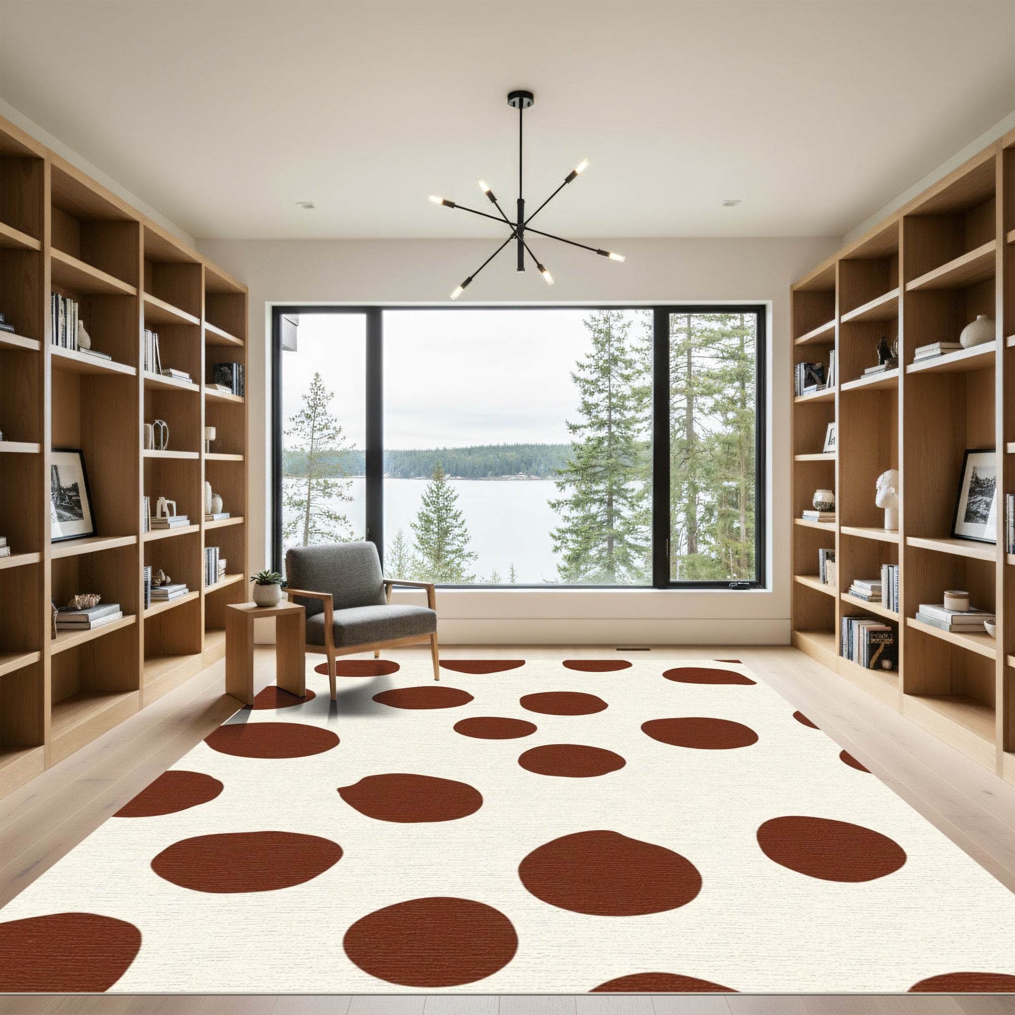 Chocolate Cream Polka Dot Oval Rug