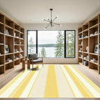 Sunny Yellow Cream Vertical Stripes Rug