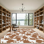 Brown White Abstract Splatter Rug