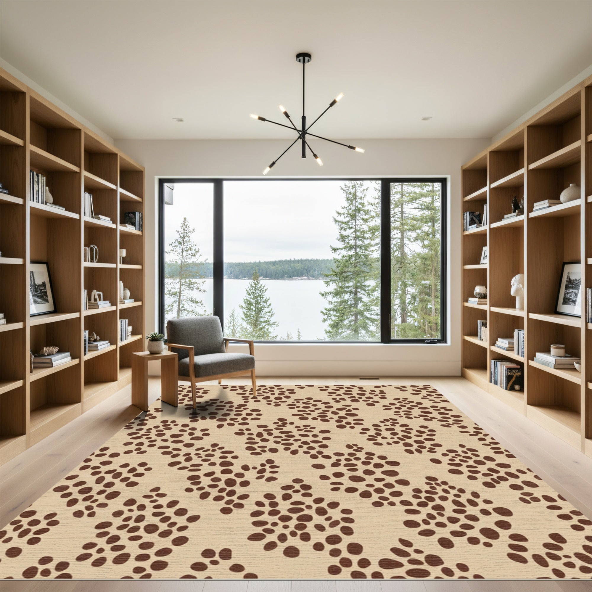 Beige Brown Scattered Dot Cluster Rug