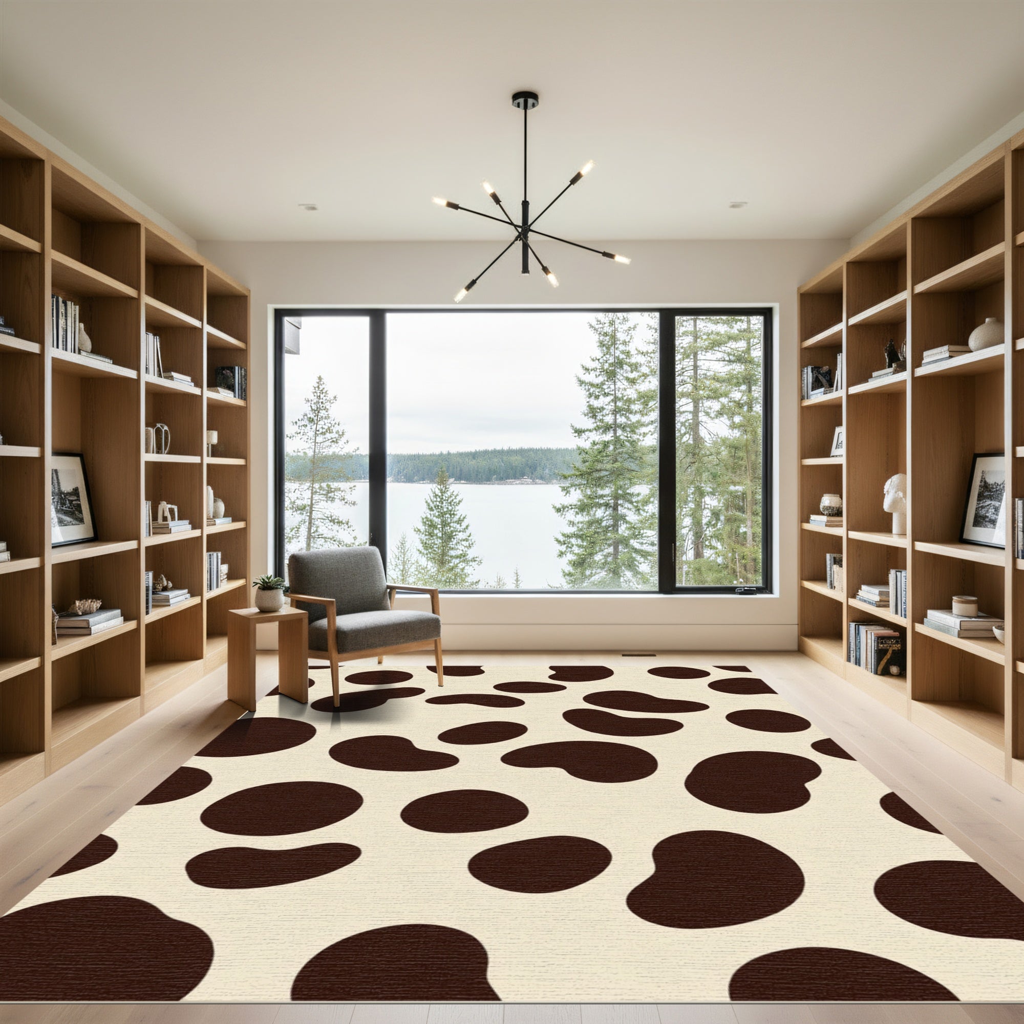 Brown Cream Abstract Spots Rug