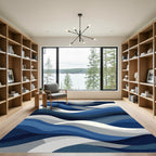Deep Blue Wave Landscape Abstract Rug