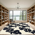 Bold Navy Botanical Floral Composition Rug