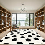 Classic Black Polka Dot Pattern Rug