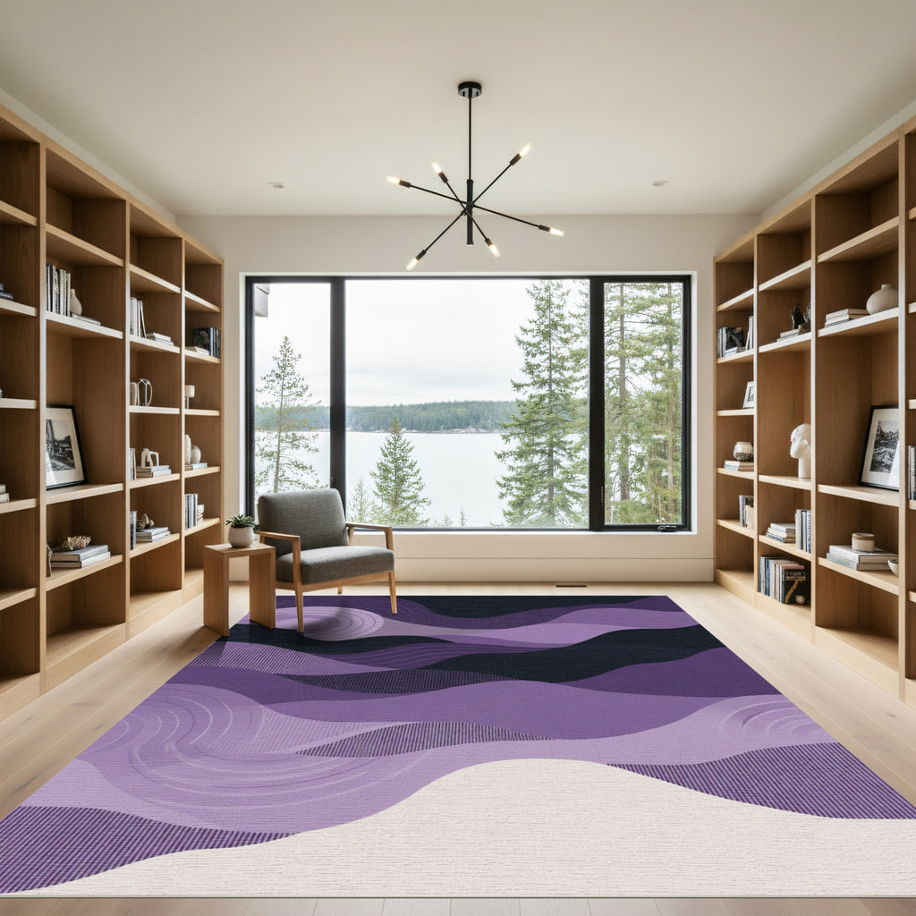 Purple Wave Landscape Abstract Rug