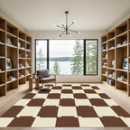 Brown Cream Checkerboard Blocks Rug