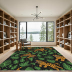 Jungle Tigers Against Green Foliage Rug