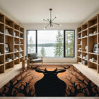 Mysterious Black Stag Forest Glow Rug