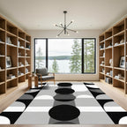 Monochrome Geometric MidCentury Modern Circles Rug