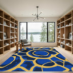 Blue Yellow Organic Cell Abstraction Rug
