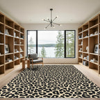 Classic Black Spotted Beige Leopard Rug