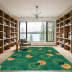 Whimsical Orange Fruit and Leaf Cluster Rug