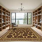 Brown And Gold Giraffe Spot Border Rug