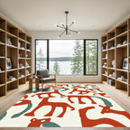 Red Deer Aqua Swirls Contemporary Rug