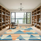 Abstract Chevron Blue Orange Geo Rug