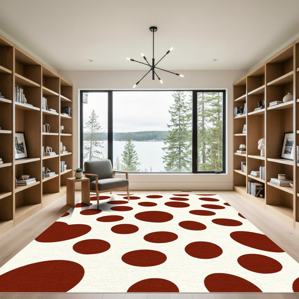Cream Brown Polka Dot Rug