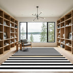 Modern Black Gold Stripe Rug