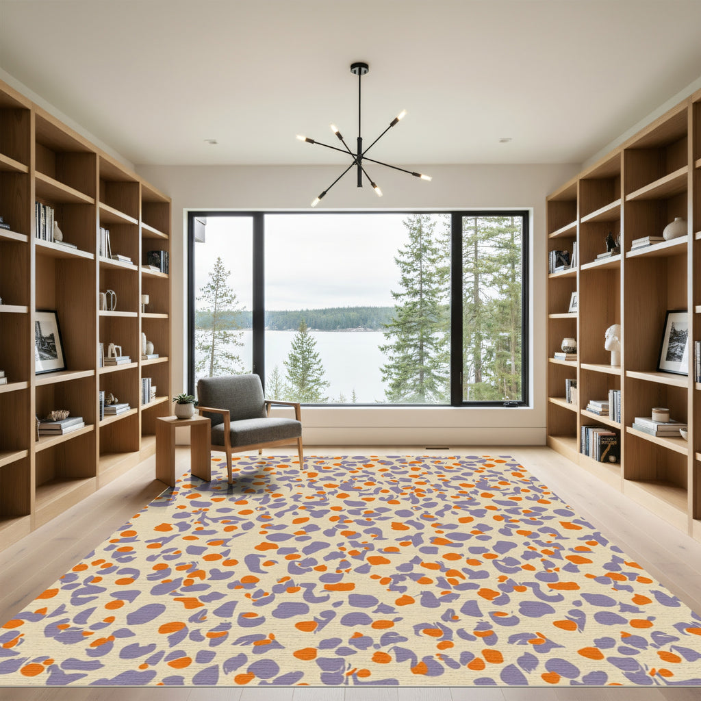 Spotted Lavender Orange Pebble Texture Rug