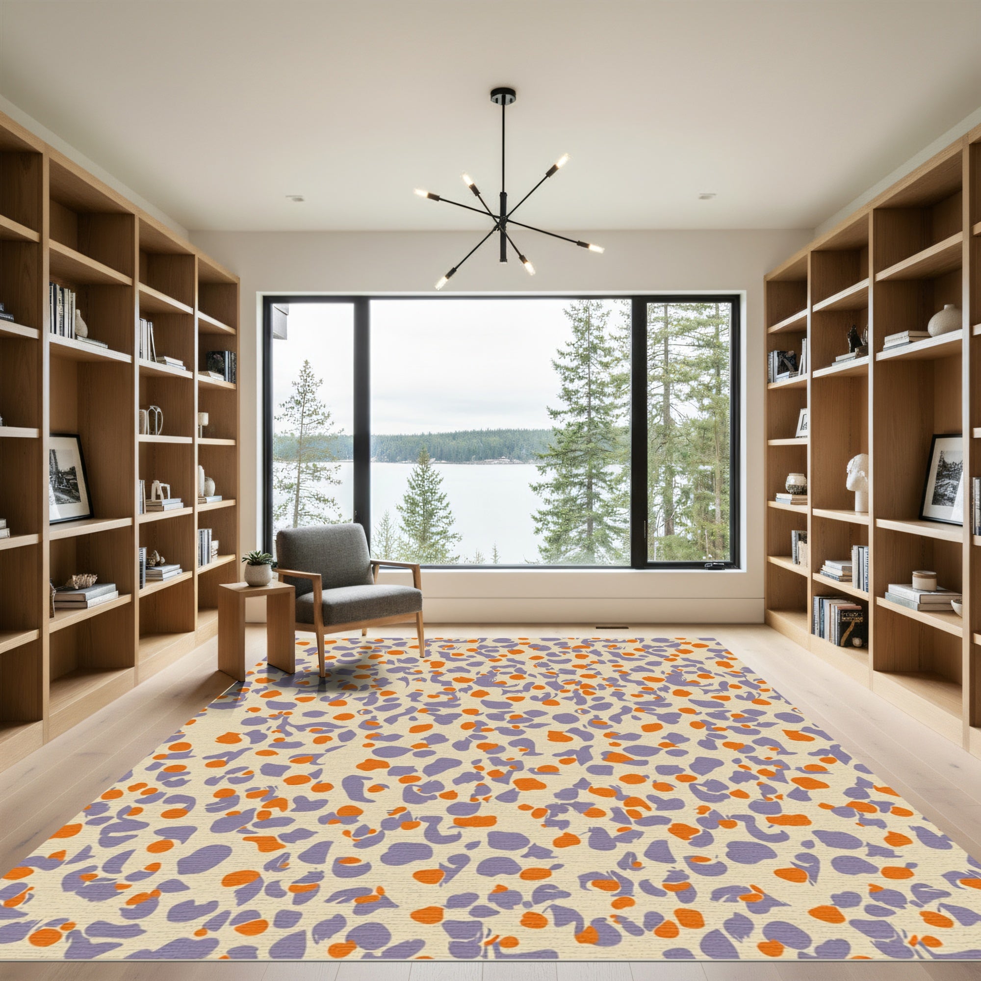 Spotted Lavender Orange Pebble Texture Rug