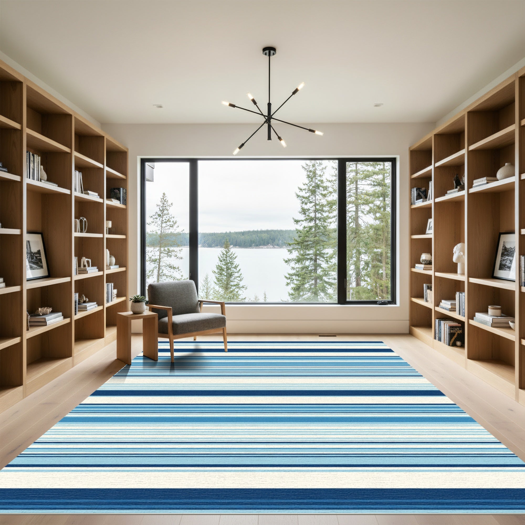 Coastal Blue Striped Horizon Rug