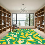 Bold Green Yellow Tropical Foliage Rug