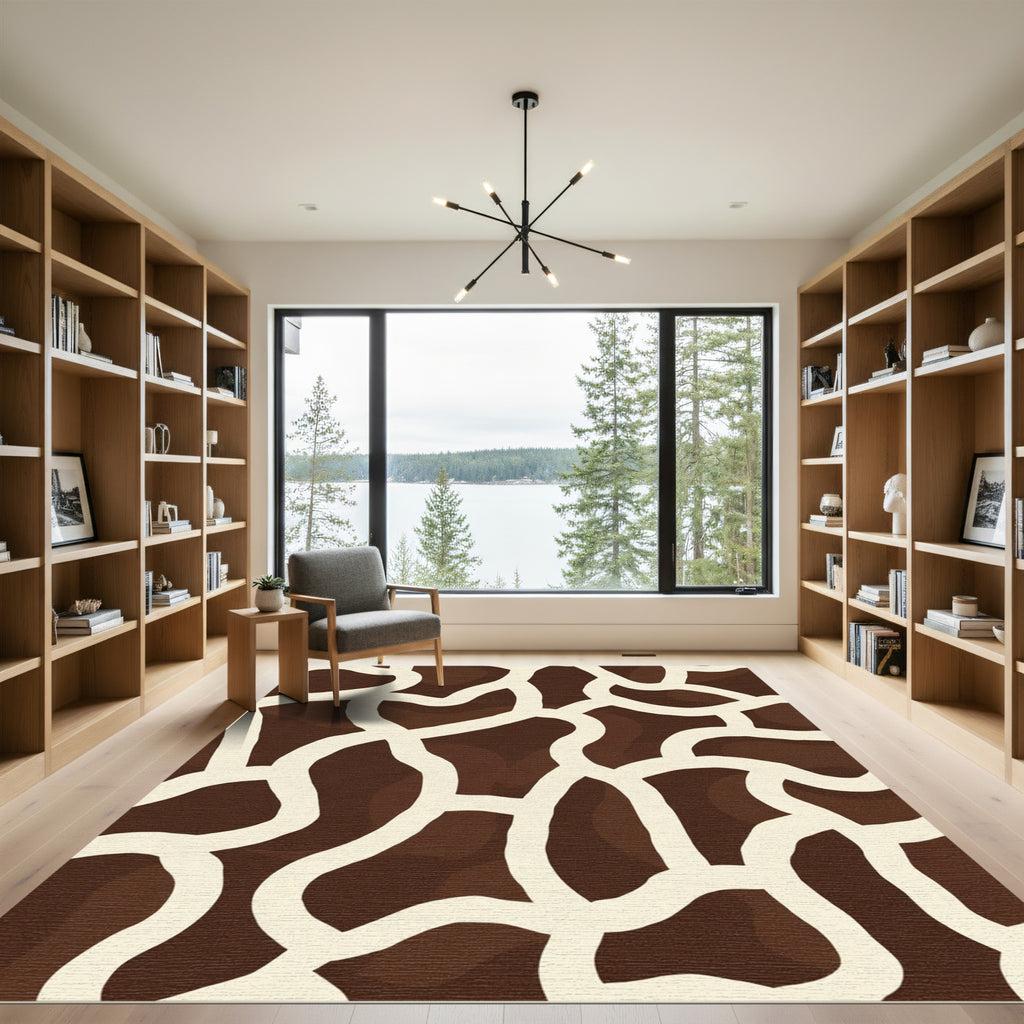 Brown Giraffe Spot Abstract Rug