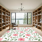 Pink Daisy Floral Vine Composition Rug
