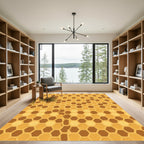 Golden Honeycomb Geometric Texture Rug