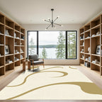 Cream Gold Swirl Abstract Rug