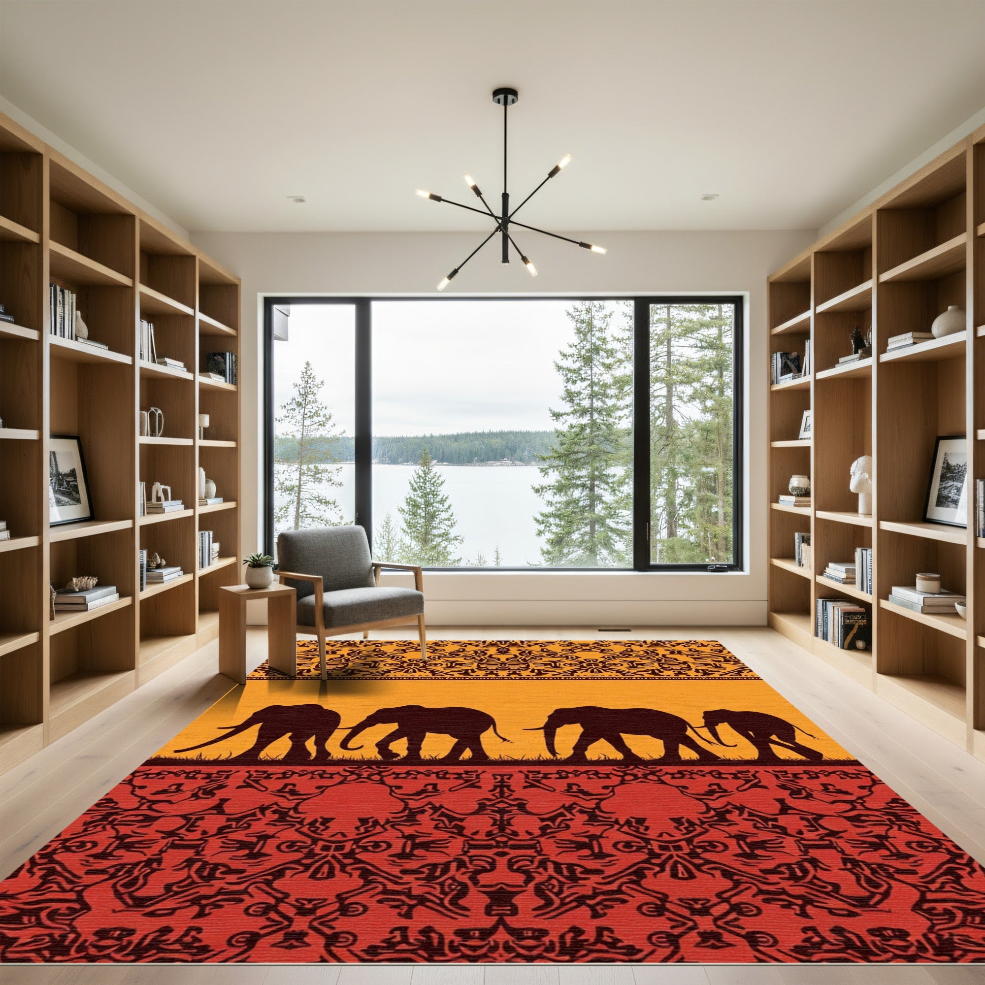 African Sunset Elephant Caravan Rug