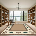Animal Silhouette Beige Botanical Frame Rug