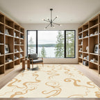 Tan Wisps Abstract Swirl Rug