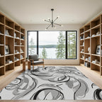 Monochromatic Abstract Swirl Brushstrokes Rug