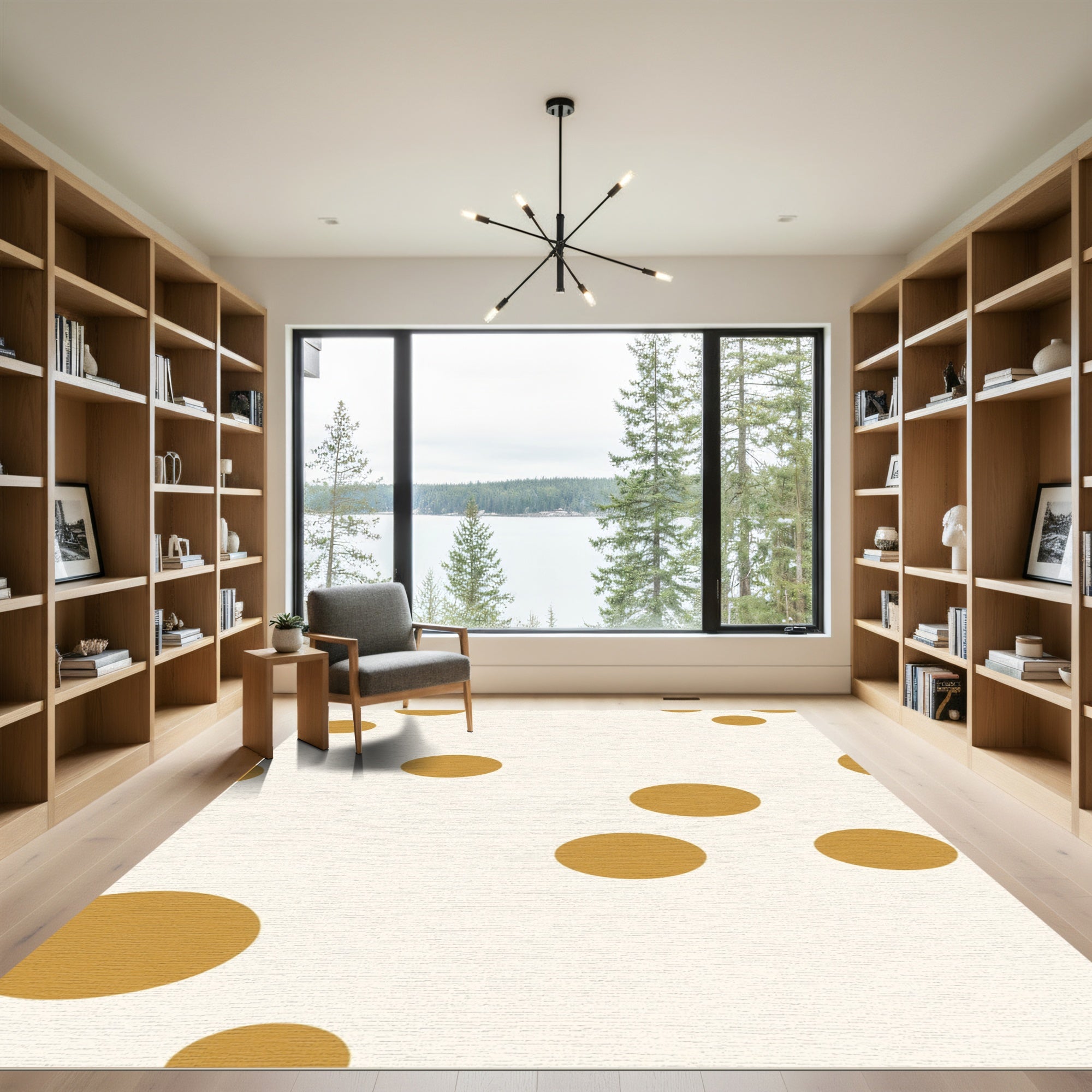 Golden Circles Scattered Cream Rug