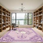 Enchanting Purple Unicorn Floral Frame Rug