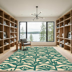 Teal Organic Branch Flow Rug