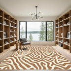 Brown Cream Abstract Maze Rug
