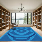 Modern Geometric Ocean Blue Waves Rug