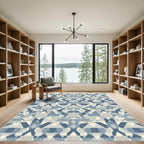 Geometric Blue Diamond Abstract Rug