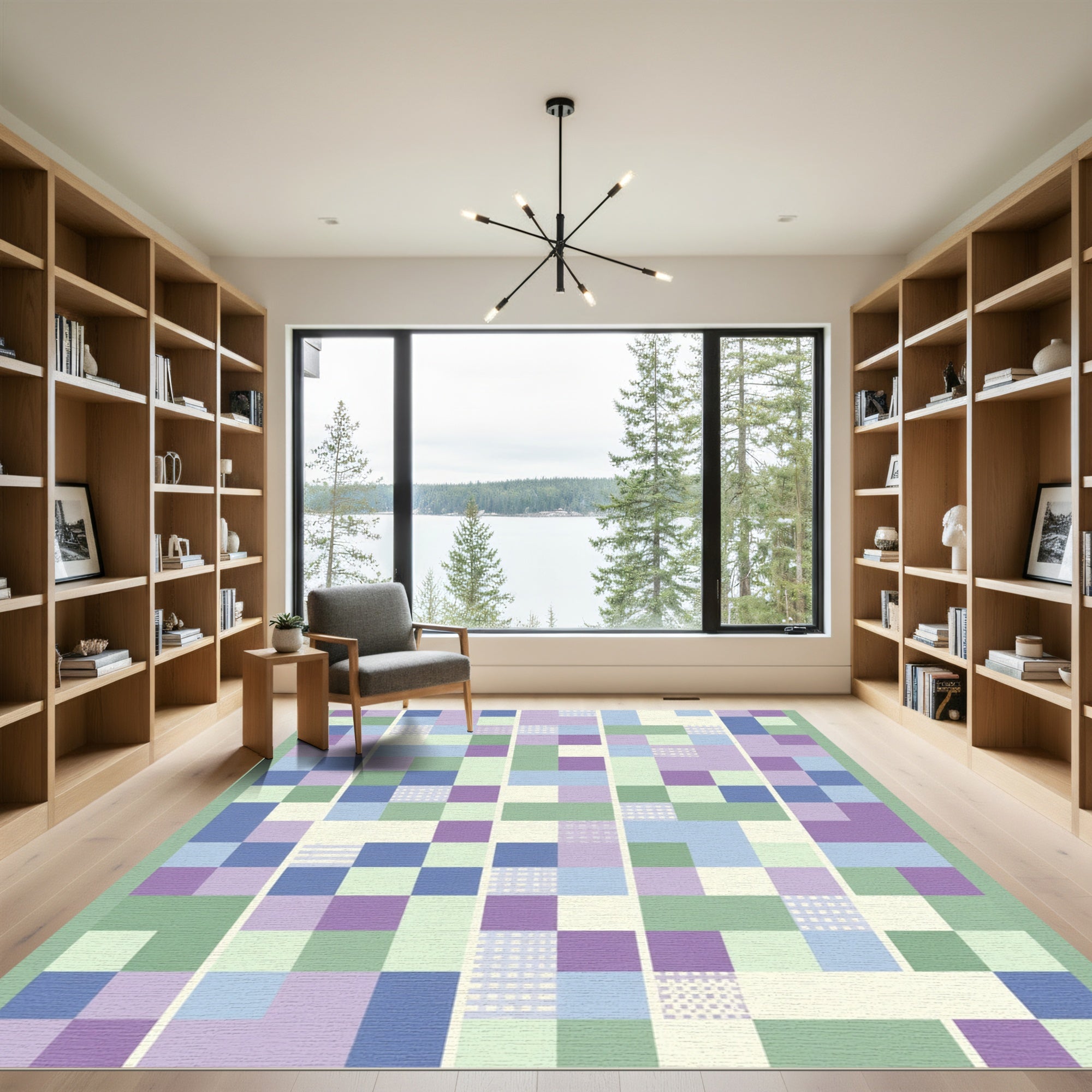 Soft Pastel Geometric Blocks Rug