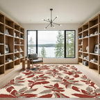 Earthy Red Leafy Branches Rug