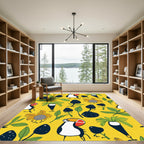Whimsical Yellow Toucan Botanical Garden Rug