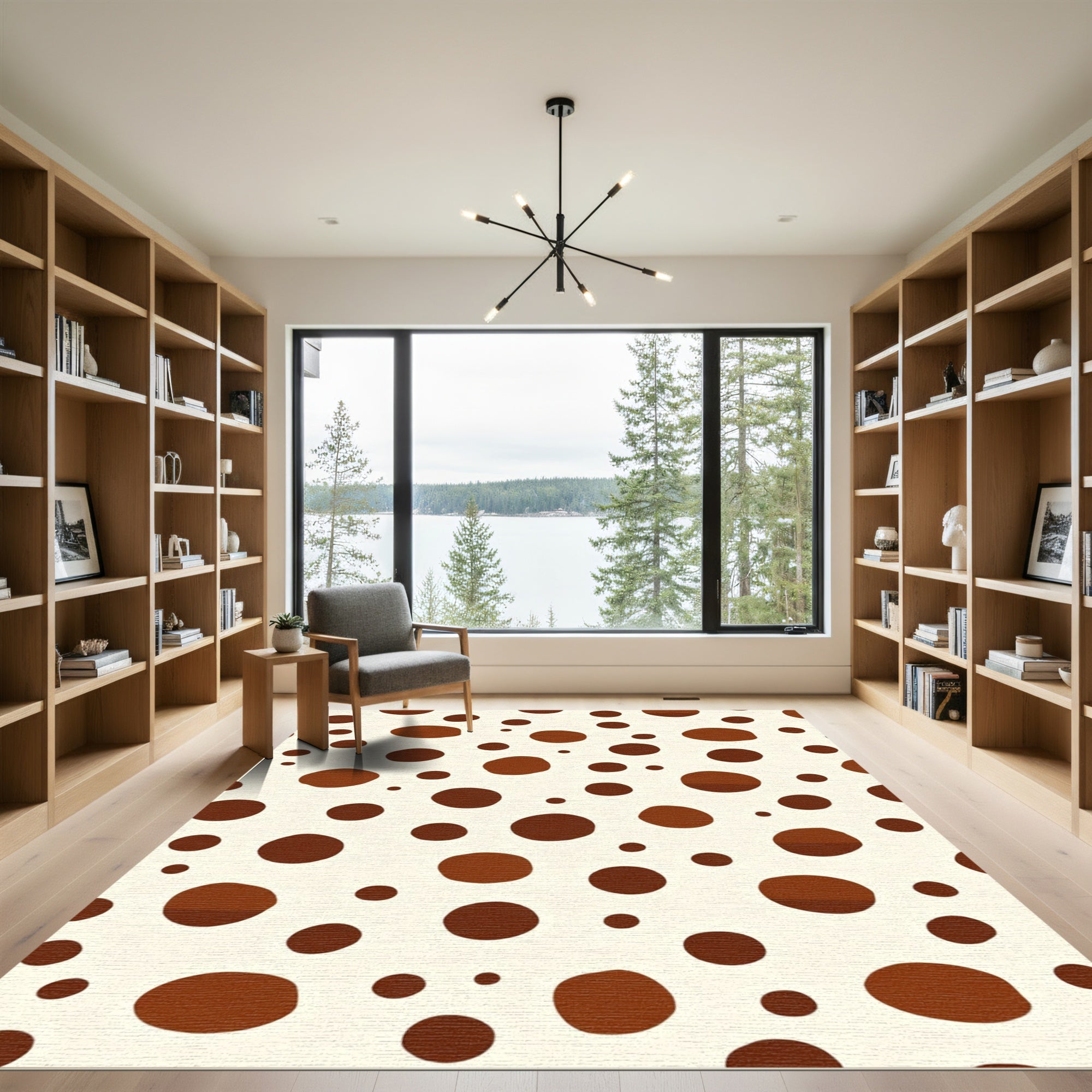 Brown Polka Dot Cream Scatter Rug